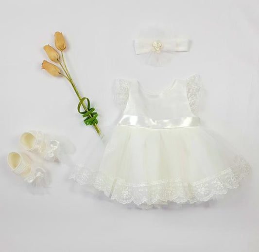 Baby ivory dress with embroidery lace