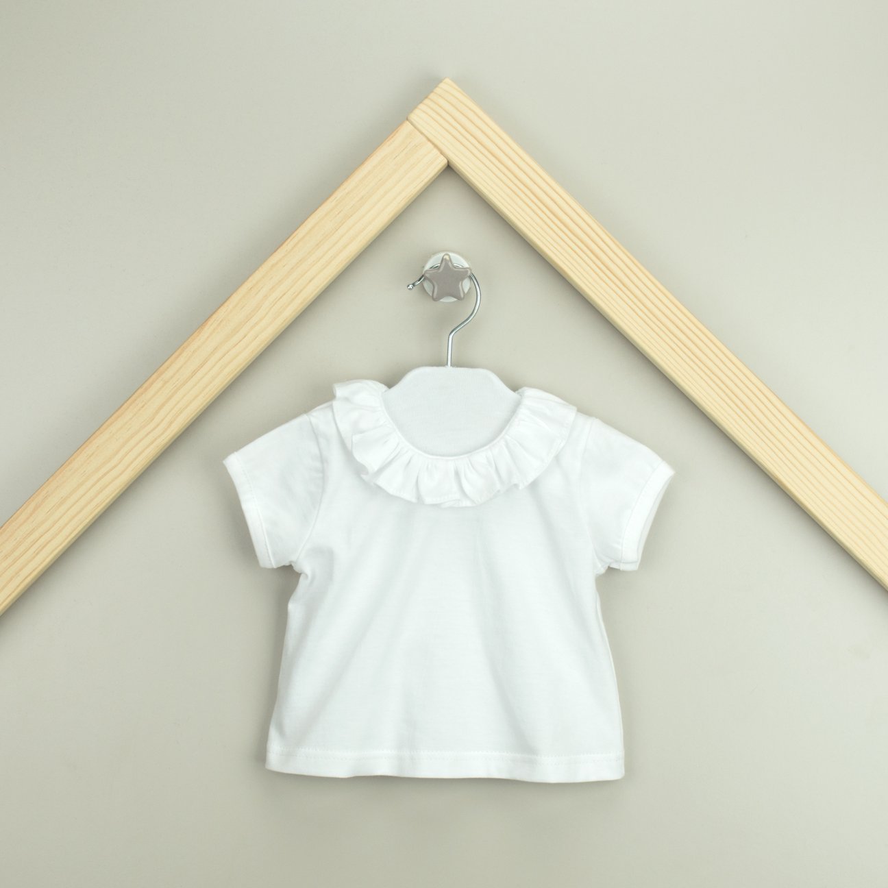 Short Sleeve Frill Collar Top
- white