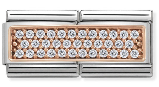 Classic 9ct Rose Gold Double Pave White