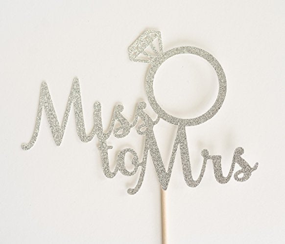 Silver Glitter Miss to Mrs Cake Topper