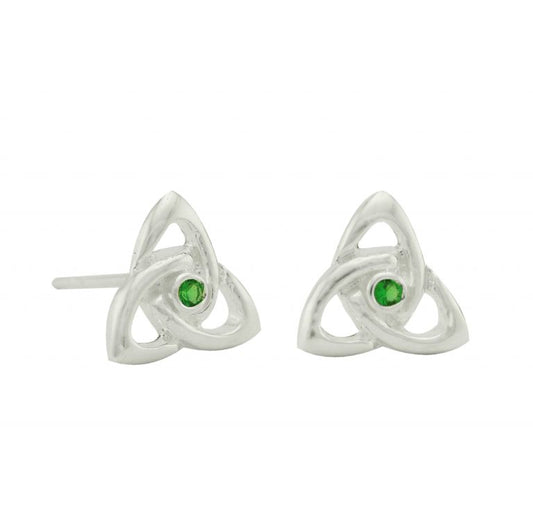 CELTIC TRINITY STUD EARRINGS WITH EMERALD