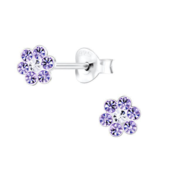 KIDS CRYSTAL FLOWER STUD EARRINGS - Random Selection D125
