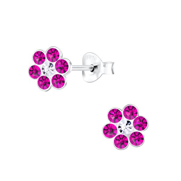 KIDS CRYSTAL FLOWER STUD EARRINGS - Random Selection D125