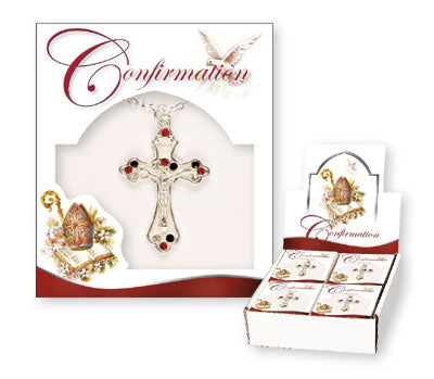 Necklet/Pearl Crucifix - Ruby Stones