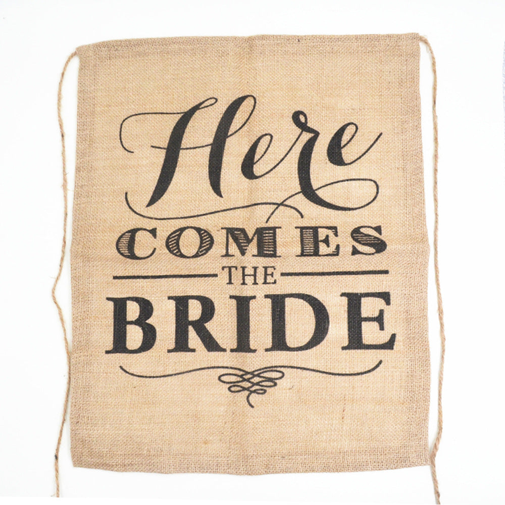Here comes the Bride burlap sign