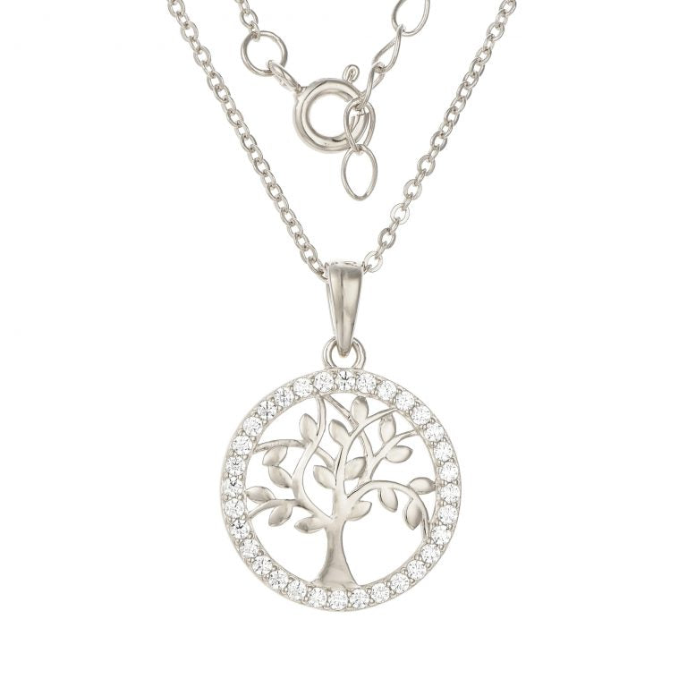 SILVER GLISTENING TREE OF LIFE NECKLACE