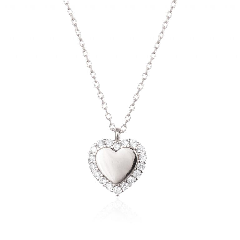 SILVER GLISTENING HEART NECKLACE