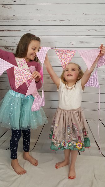 Blue Pastel floral cotton bunting blue