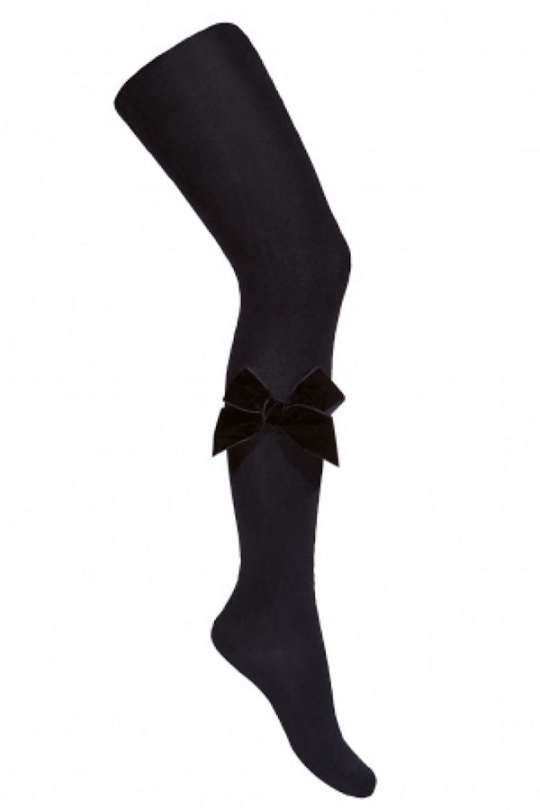 Condor Tights - Side Velvet Bow BLACK 900