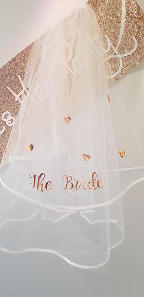 Rose Gold shimmer "The Bride" love veil