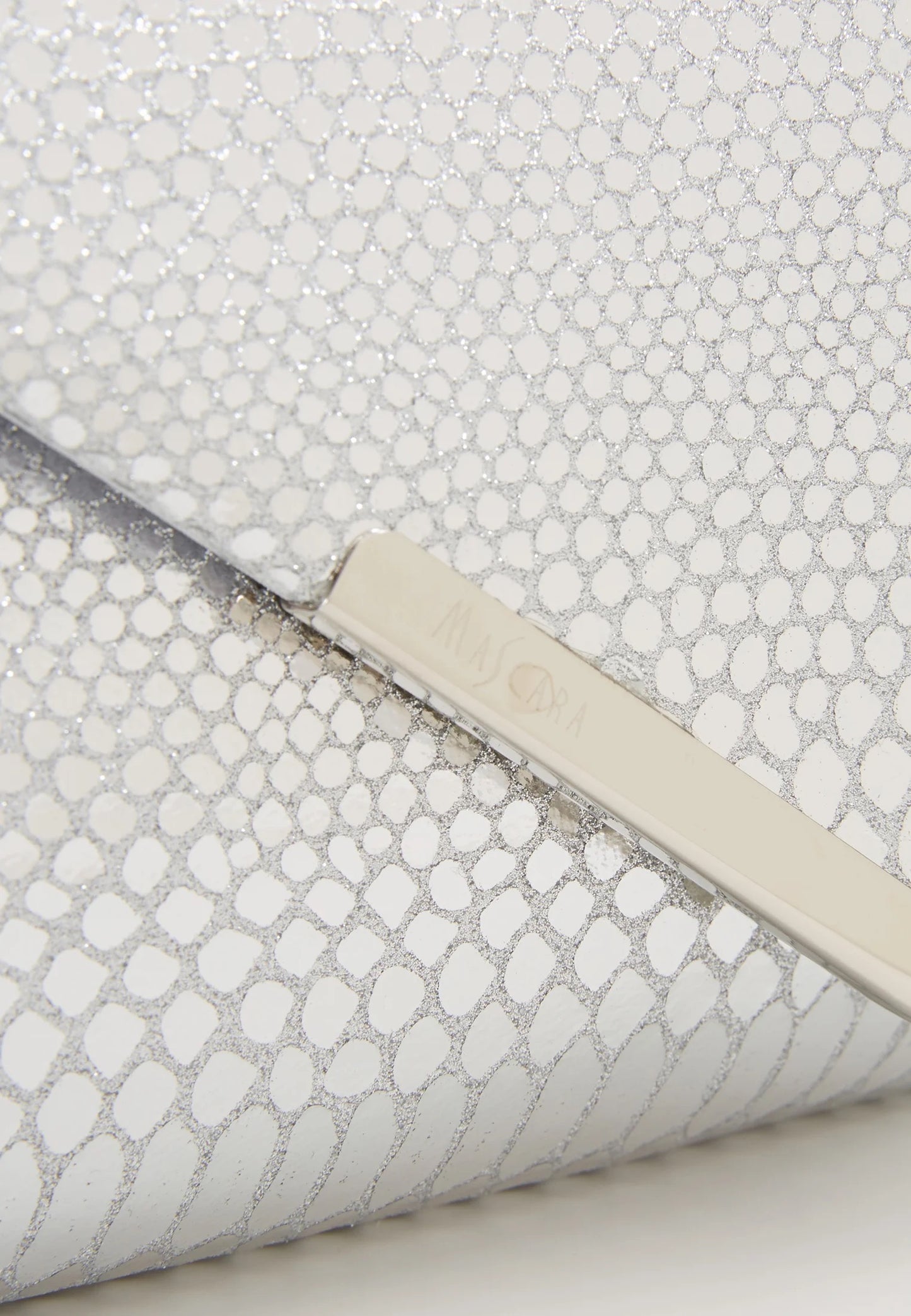 Silver Metallic Python clutch bag