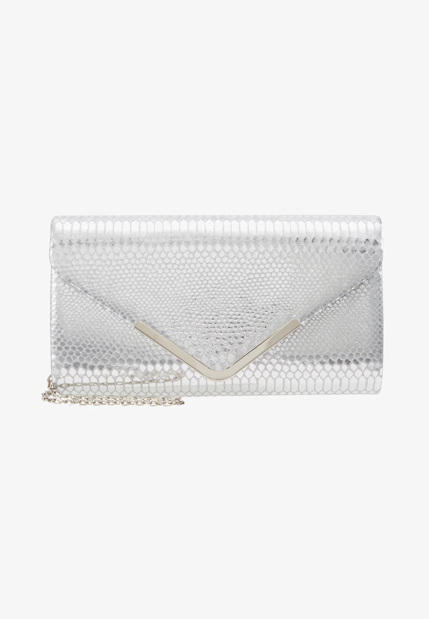 Silver Metallic Python clutch bag