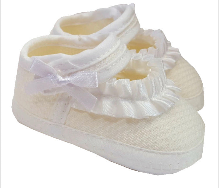 Christening Shoes - White Pleat