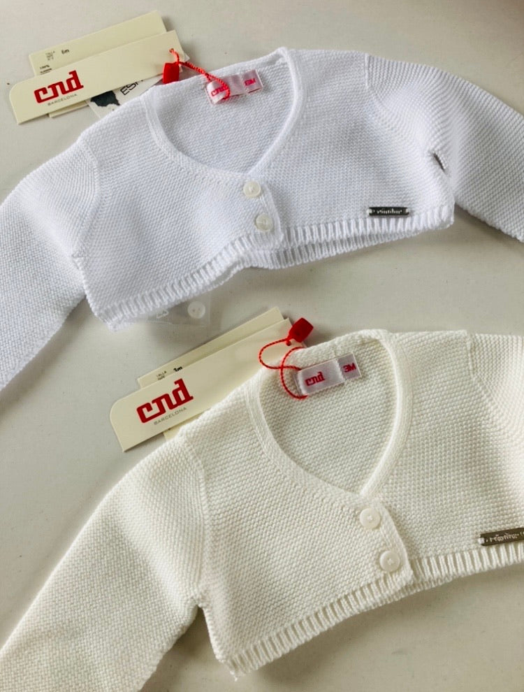 CONDOR - Garter Stitch Bolero Cardigan WHITE