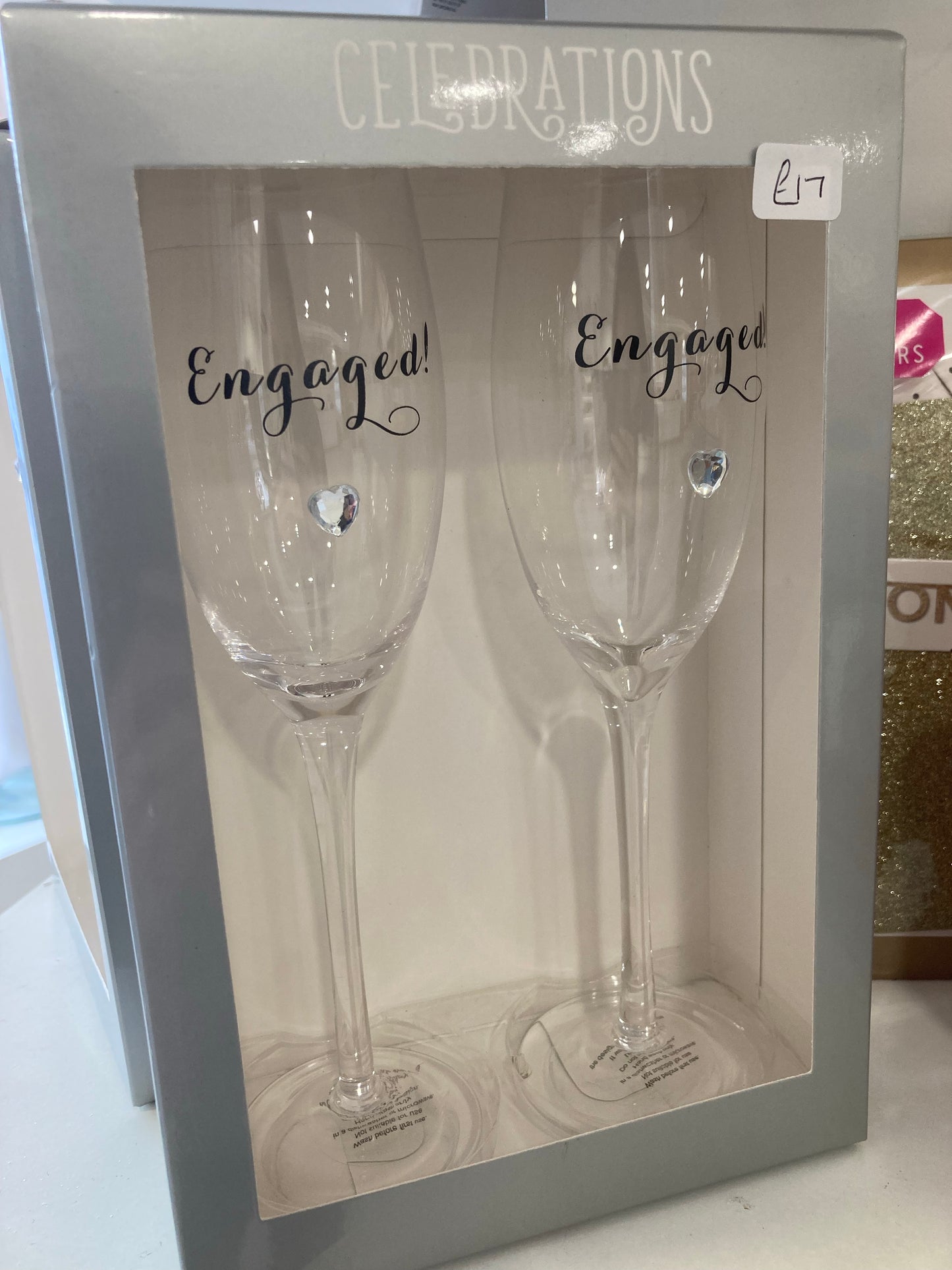 CELEBRATIONS SET OF 2 CHAMPAGNE FLUTES - ENGAGED