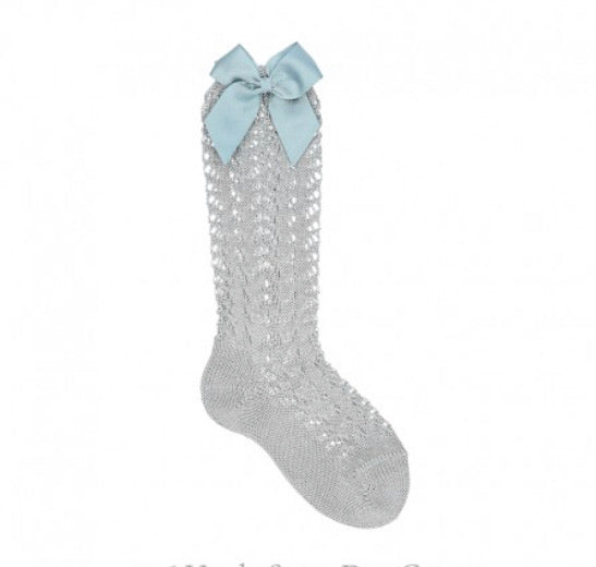 Condor Perle Open Work Knee Socks - Green 756