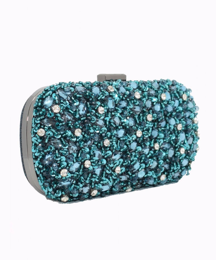Forest Green CB619 Beadad Evening clutch