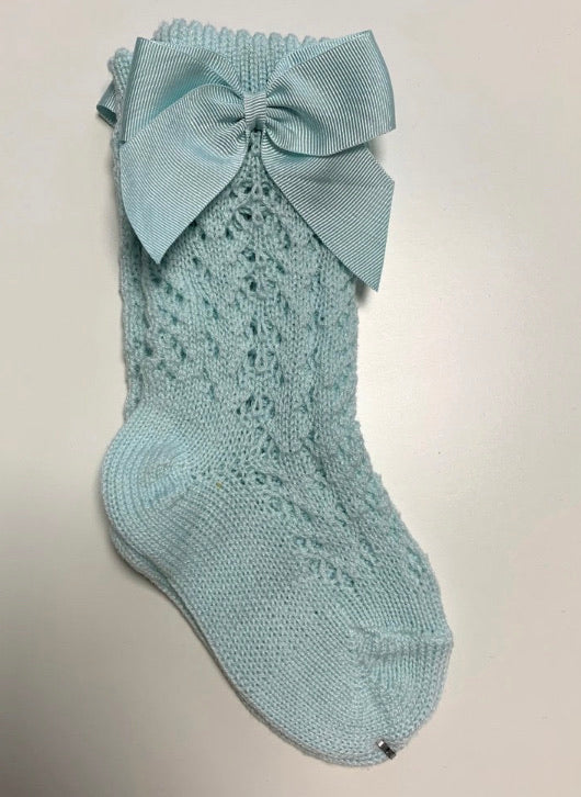Condor Perle Open Work Knee Socks - Green 756