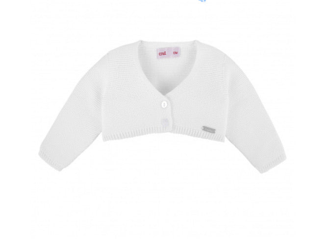 CONDOR - Garter Stitch Bolero Cardigan WHITE
