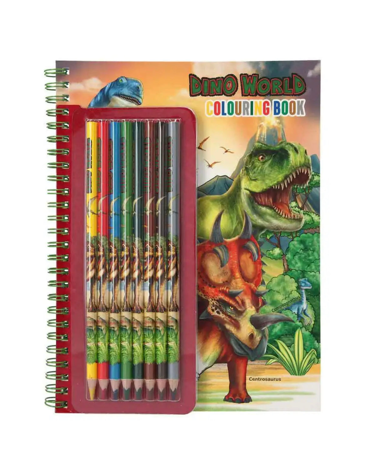 Dino World Colouring Book with Coloured Pencils
