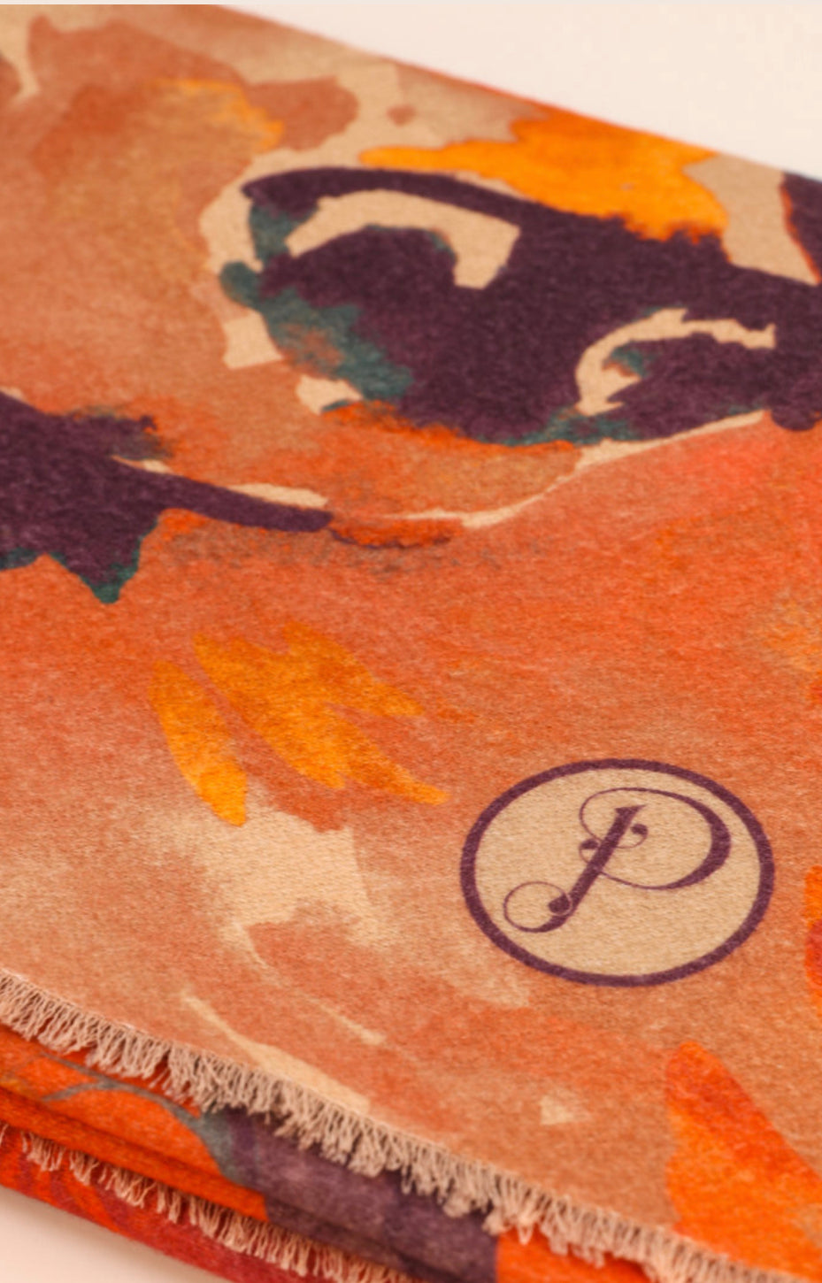 Luxurious Tangerine Floral Stag Scarf