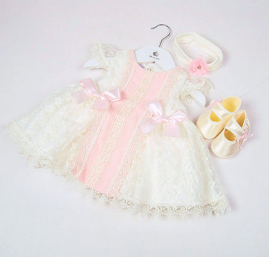 Short Ivory/Pink dress - Christening 35278