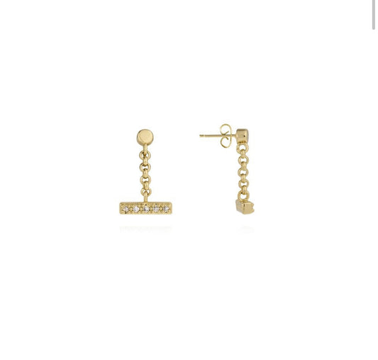 JOMA JEWELLERY Demi Gold Pave Bar Drop Earrings