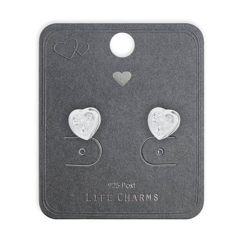CRYSTAL HEART STUDS EAR28