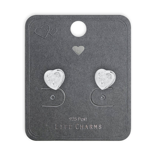 CRYSTAL HEART STUDS EAR28