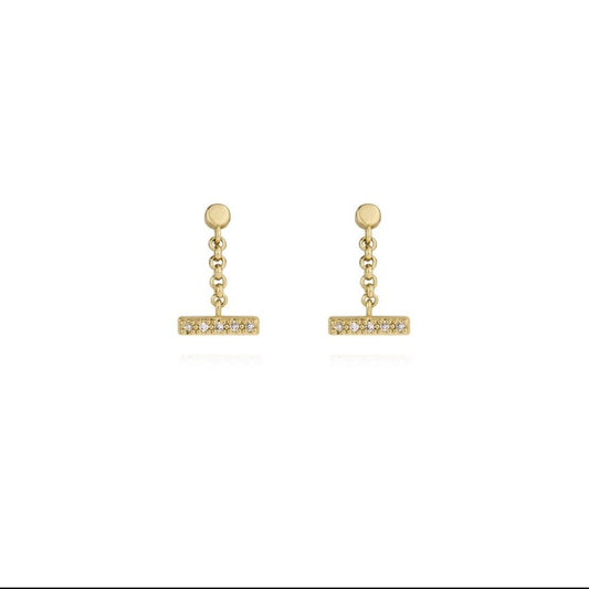 JOMA JEWELLERY Demi Gold Pave Bar Drop Earrings