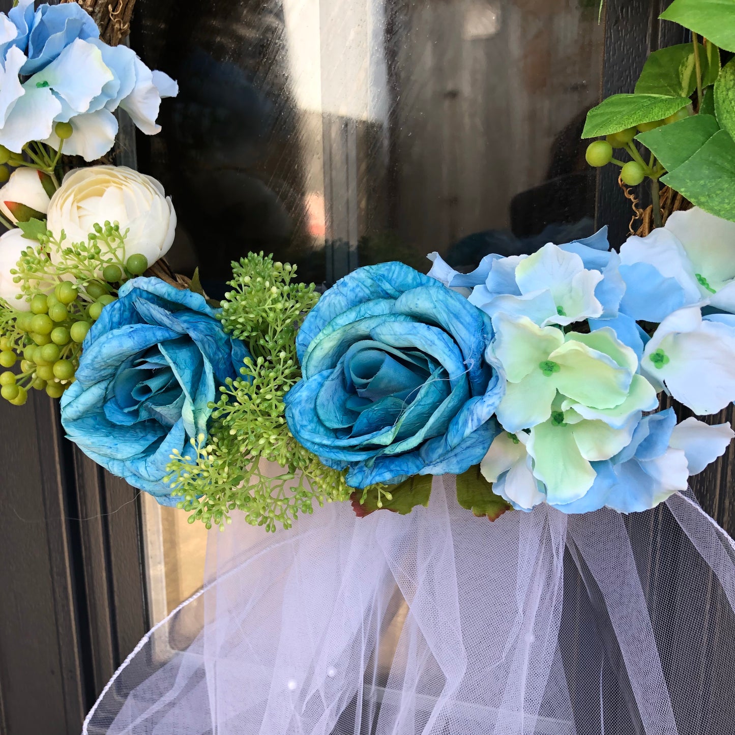 Front Door Wreath Wedding - Blue