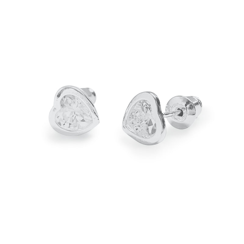 CRYSTAL HEART STUDS EAR28