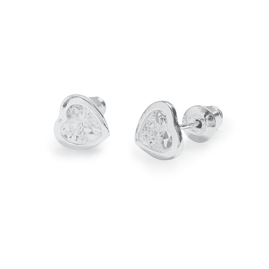 CRYSTAL HEART STUDS EAR28