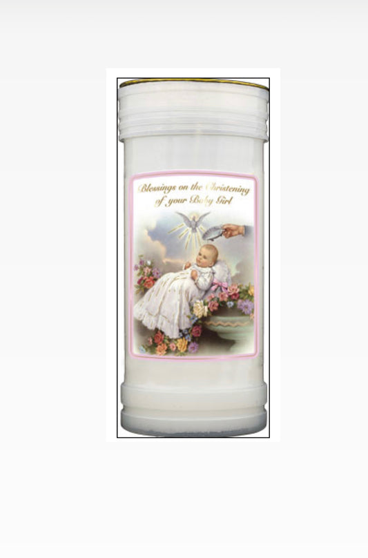 Pillar Candle - Girl - Christening (8618)