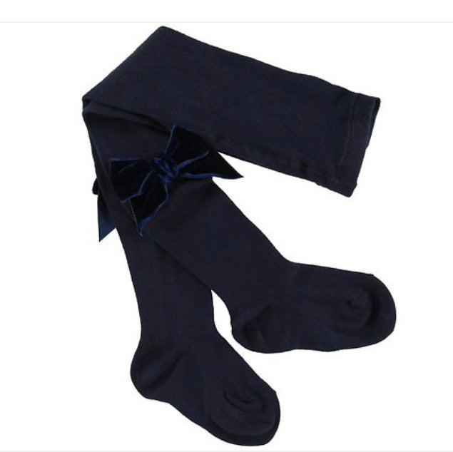 Condor Tights - Side Velvet Bow NAVY BLUE 480