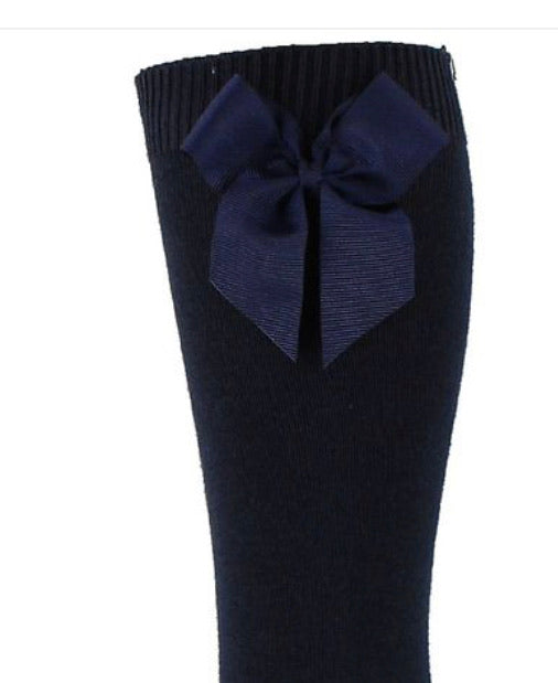 Condor Knee High Socks - Side Velvet Bow NAVY 480