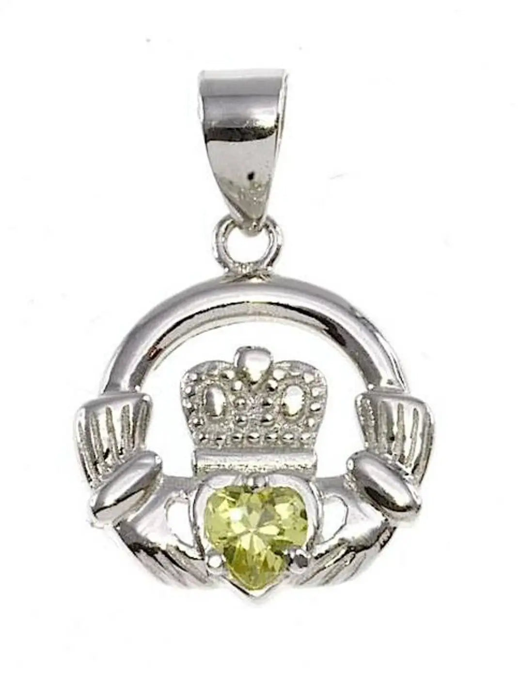 Birthstone Claddagh Pendant On 18 inch Adjustable Chain