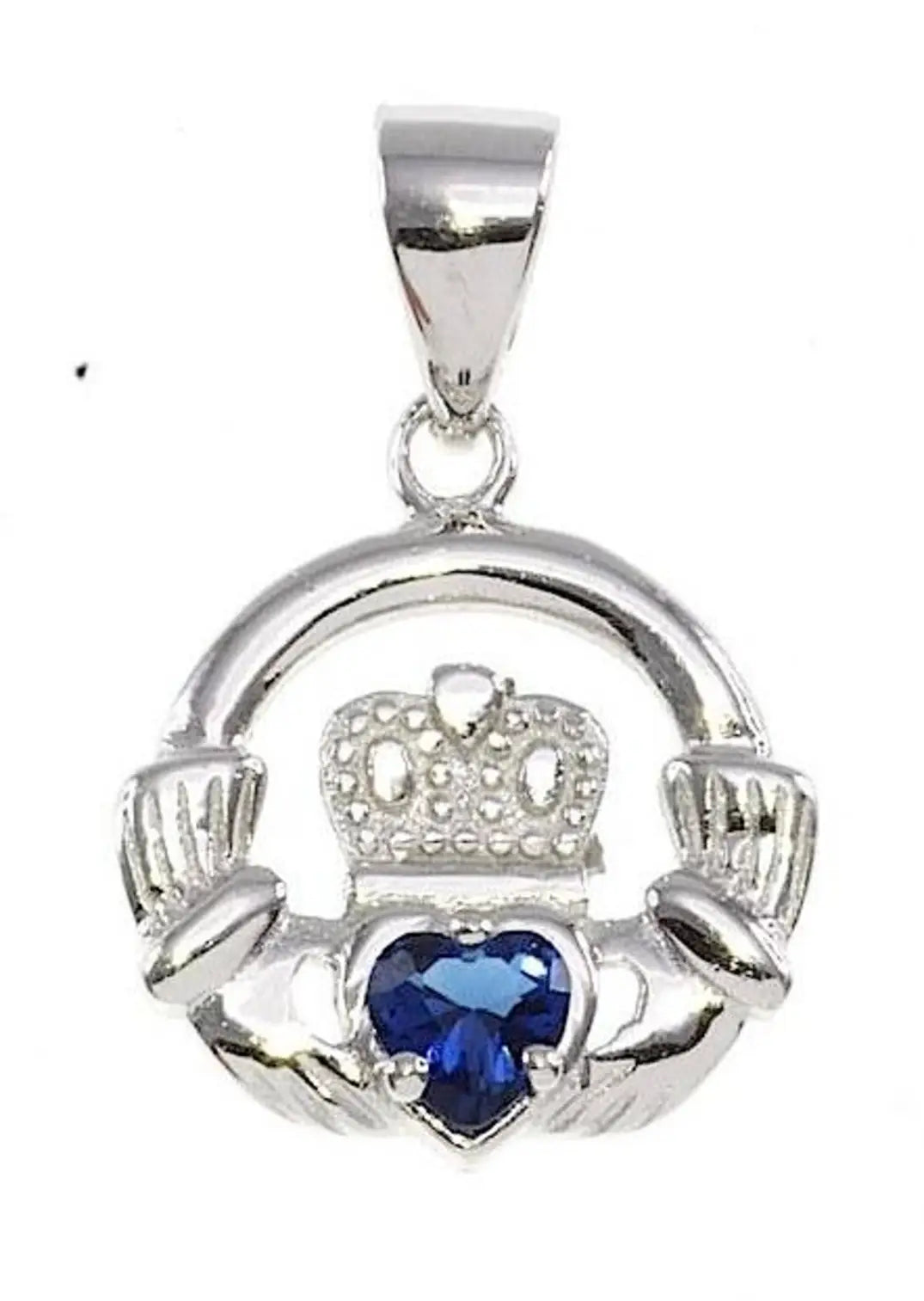 Birthstone Claddagh Pendant On 18 inch Adjustable Chain