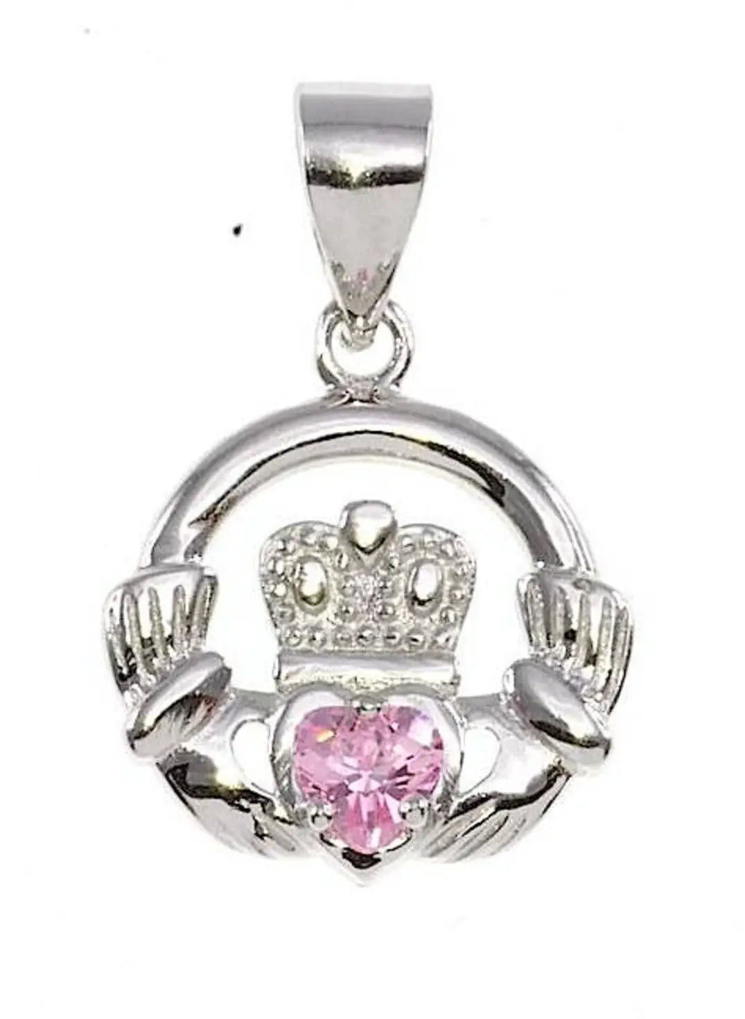 Birthstone Claddagh Pendant On 18 inch Adjustable Chain