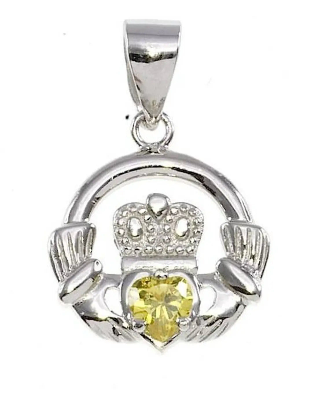 Birthstone Claddagh Pendant On 18 inch Adjustable Chain