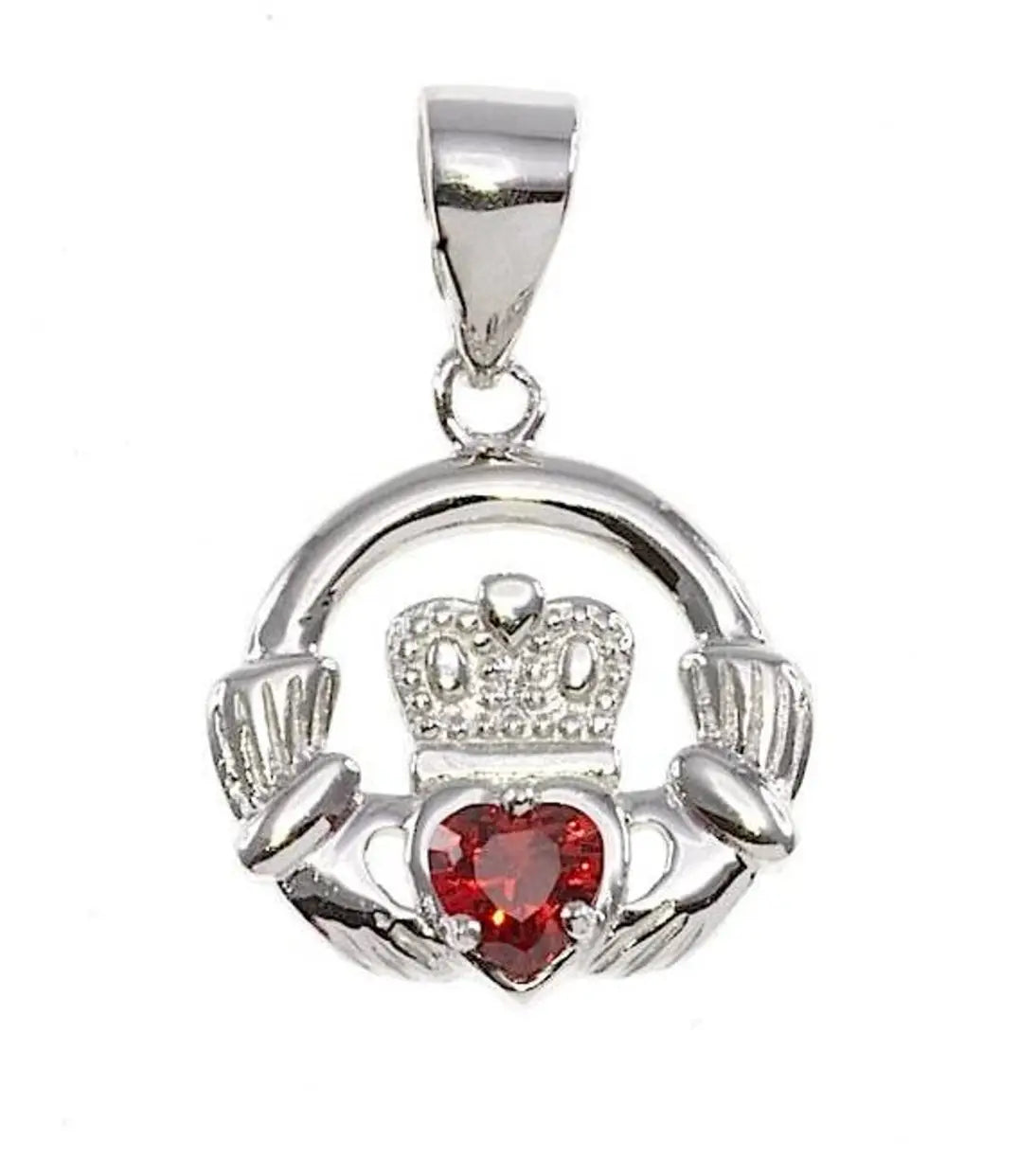 Birthstone Claddagh Pendant On 18 inch Adjustable Chain