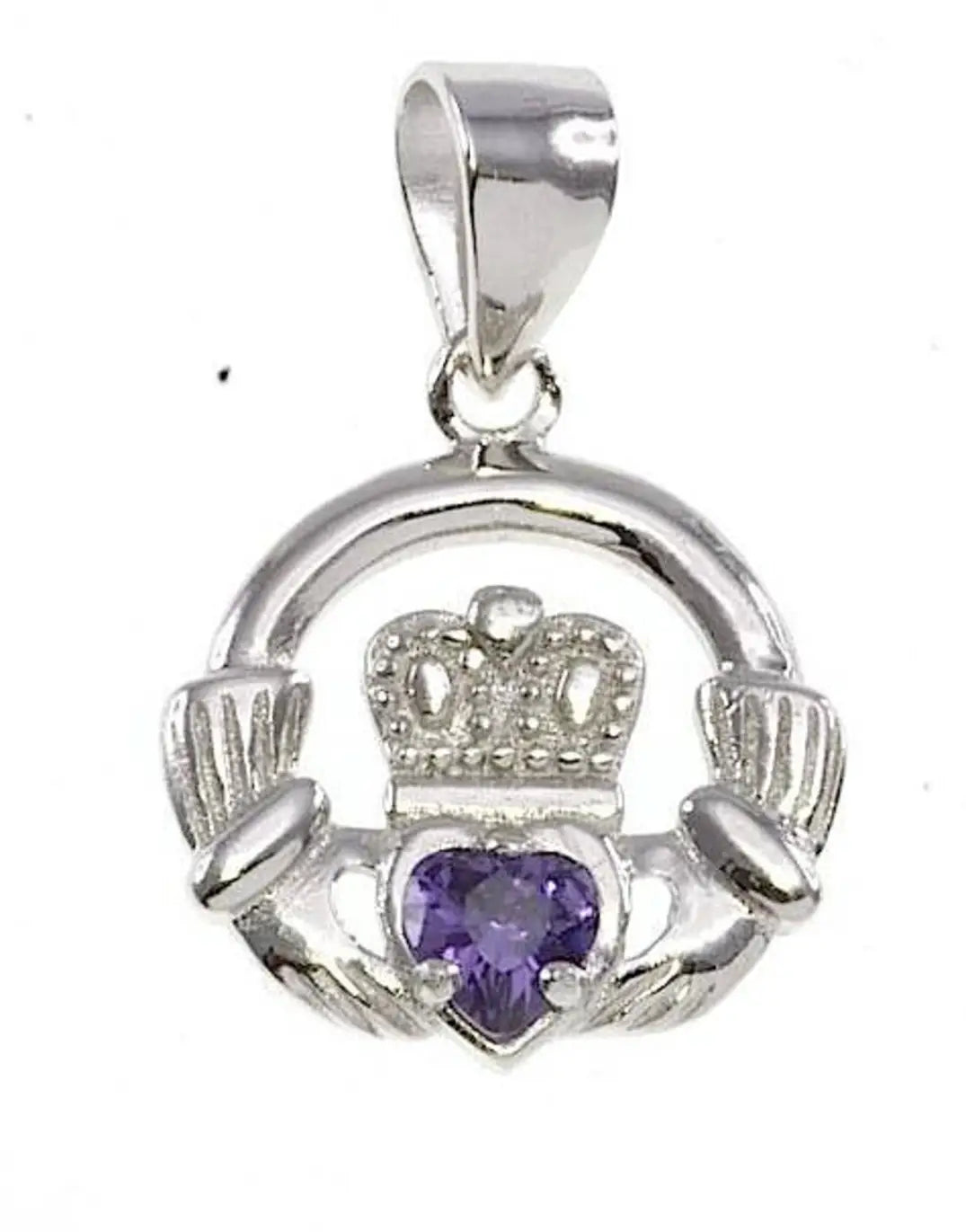 Birthstone Claddagh Pendant On 18 inch Adjustable Chain