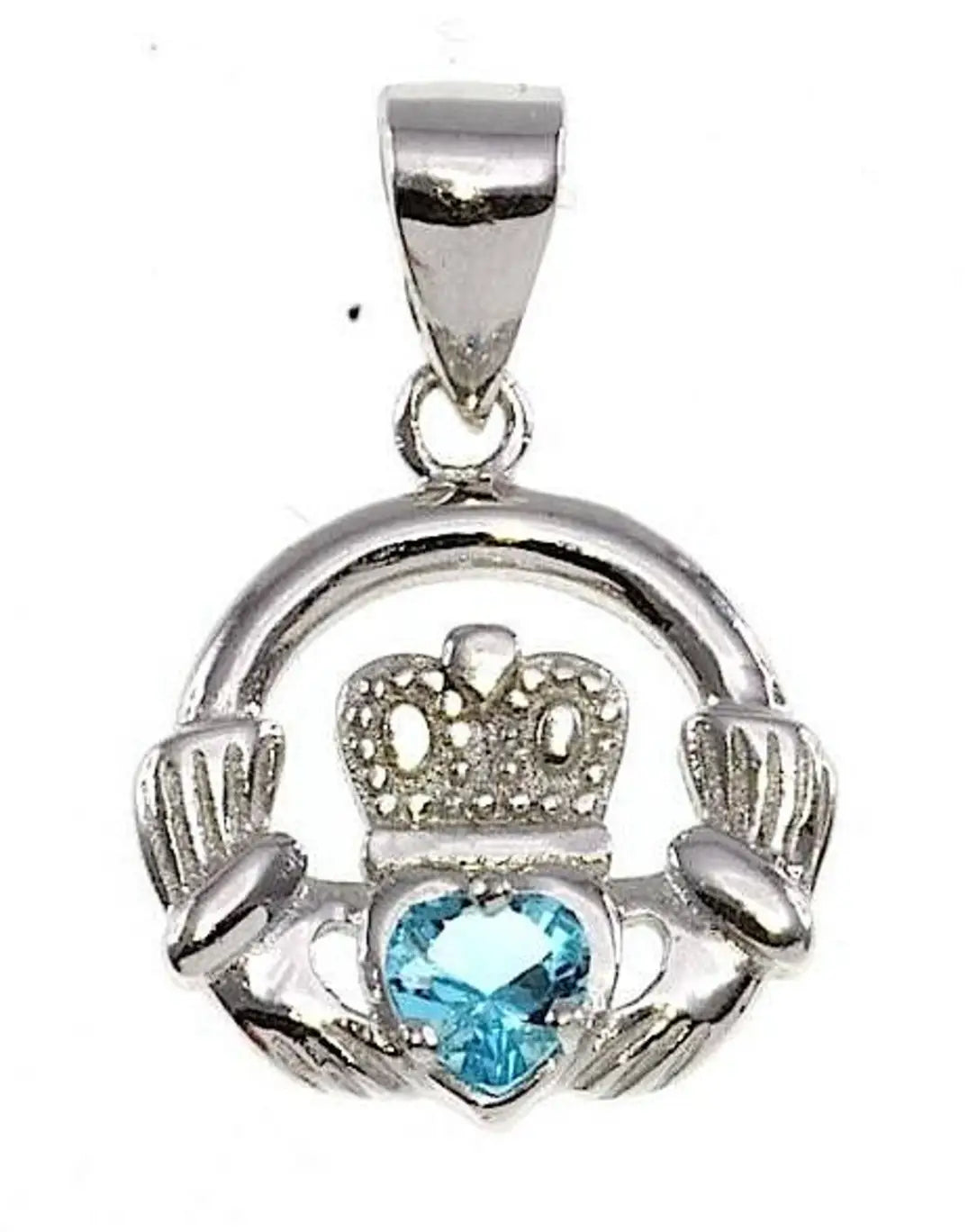 Birthstone Claddagh Pendant On 18 inch Adjustable Chain