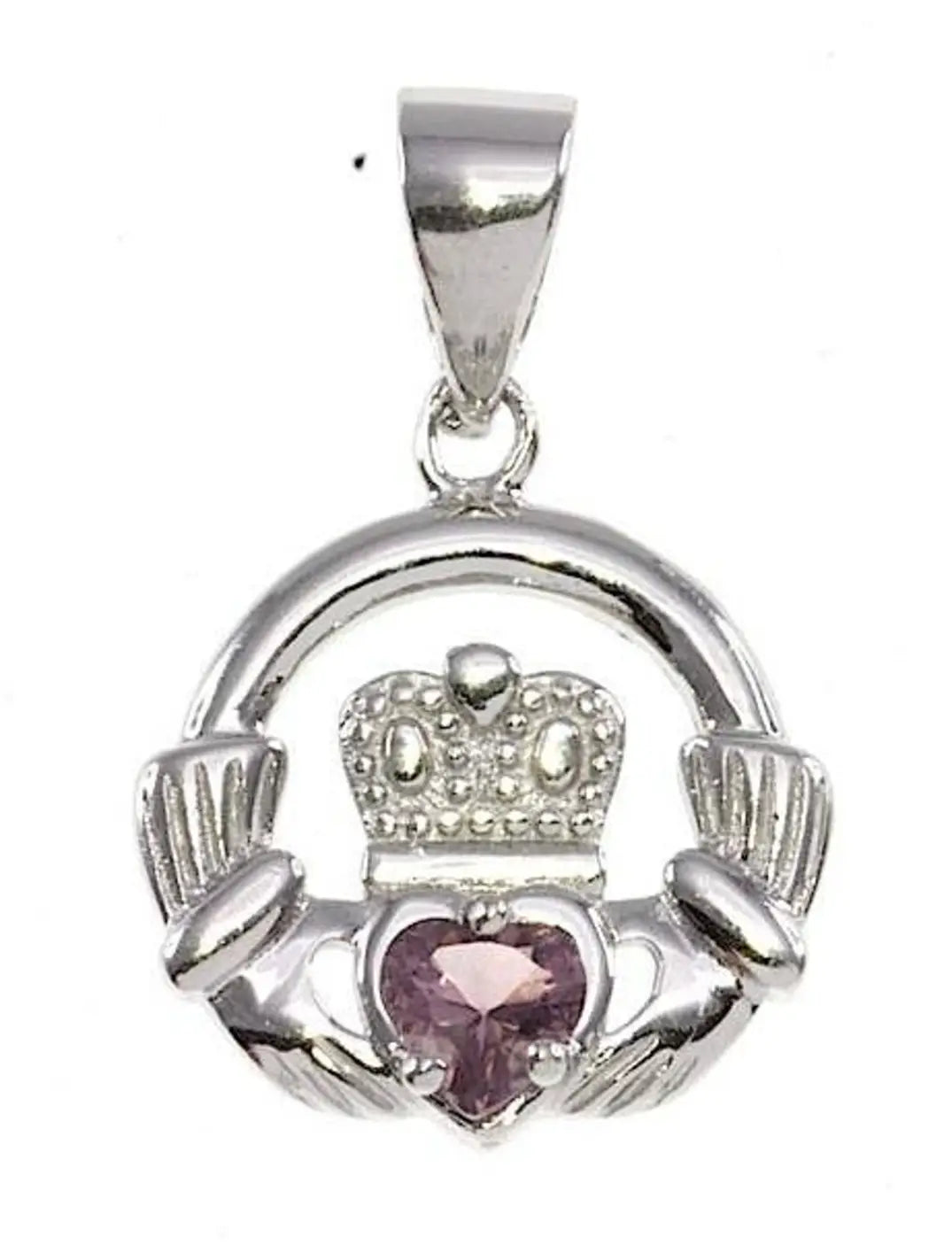 Birthstone Claddagh Pendant On 18 inch Adjustable Chain