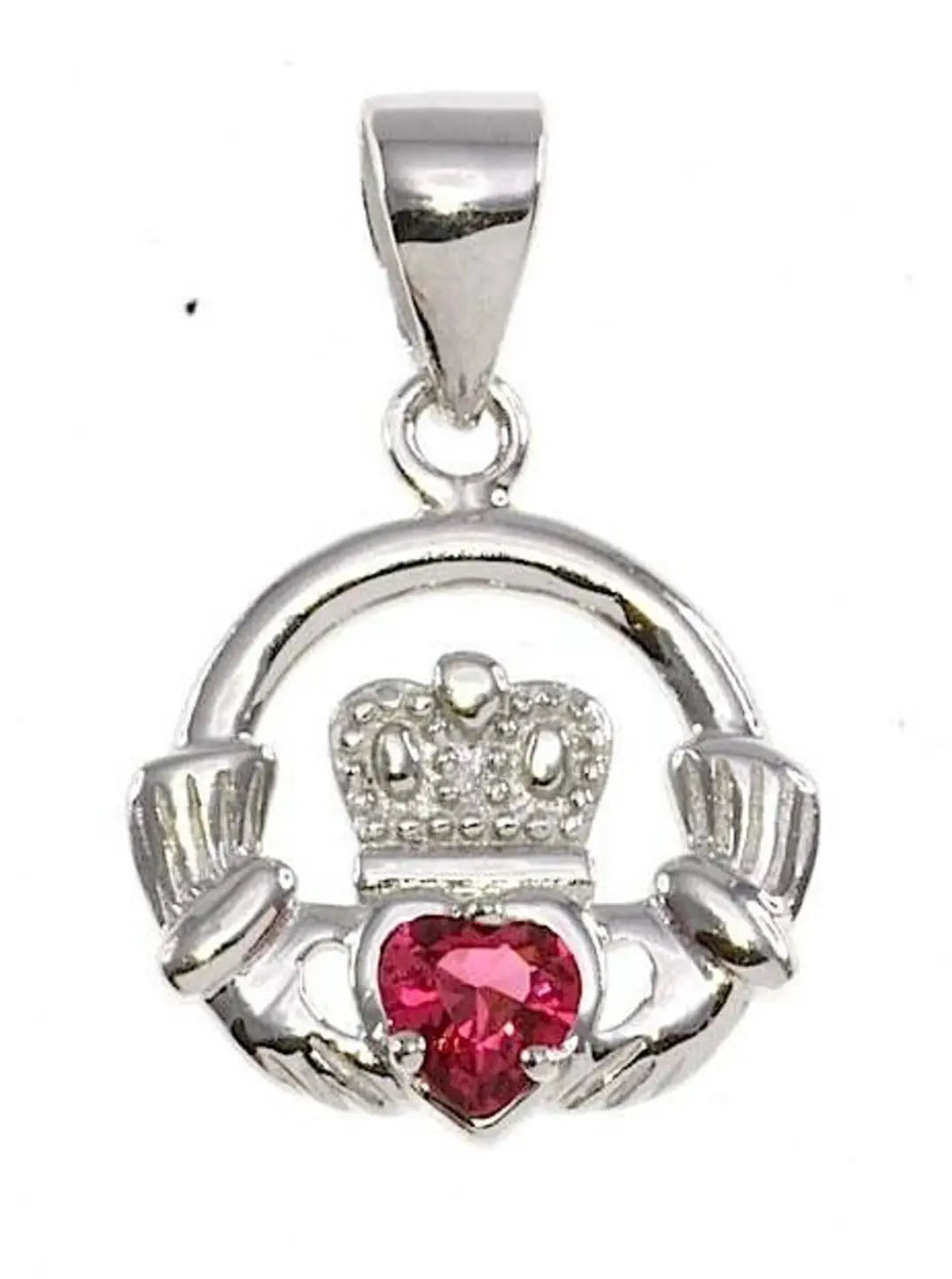 Birthstone Claddagh Pendant On 18 inch Adjustable Chain