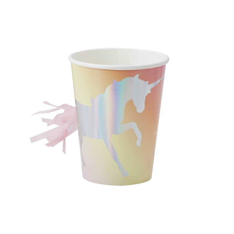 Unicorn Iridescent Foiled Tassel Paper Cups - MAKE A WISH