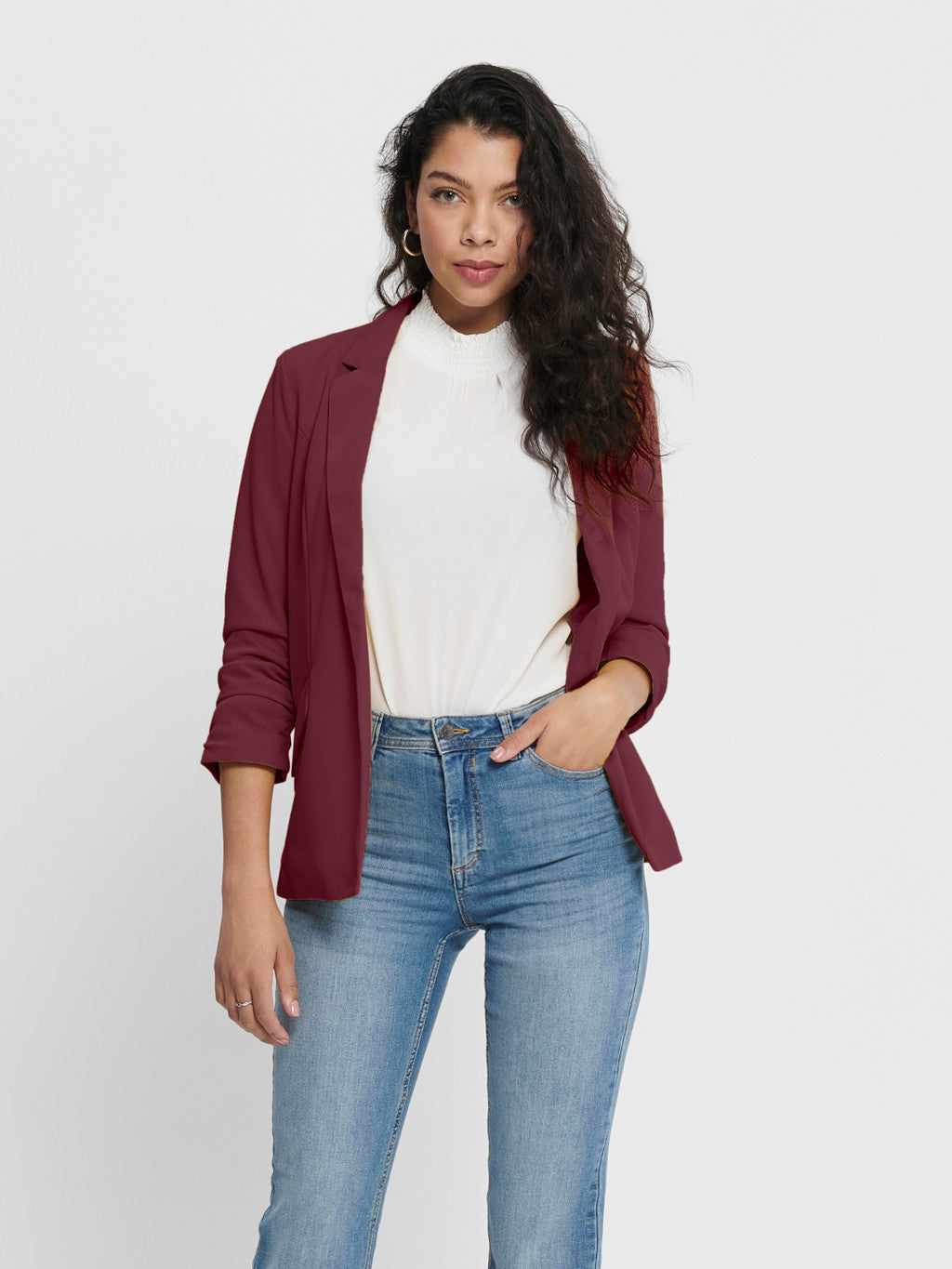 Wine 3/4 SLEEVED BLAZER