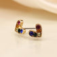 Golden multicolour crystal heart stud earrings
