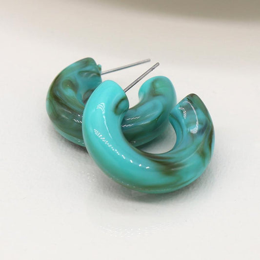 Turquoise acrylic c-post earrings