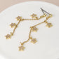 Golden fine chain and crystal star drop earrings